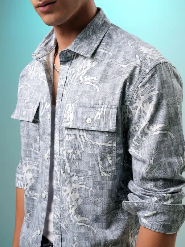 Highlander Men Blue Printed Relaxed Fit Casual Shirt