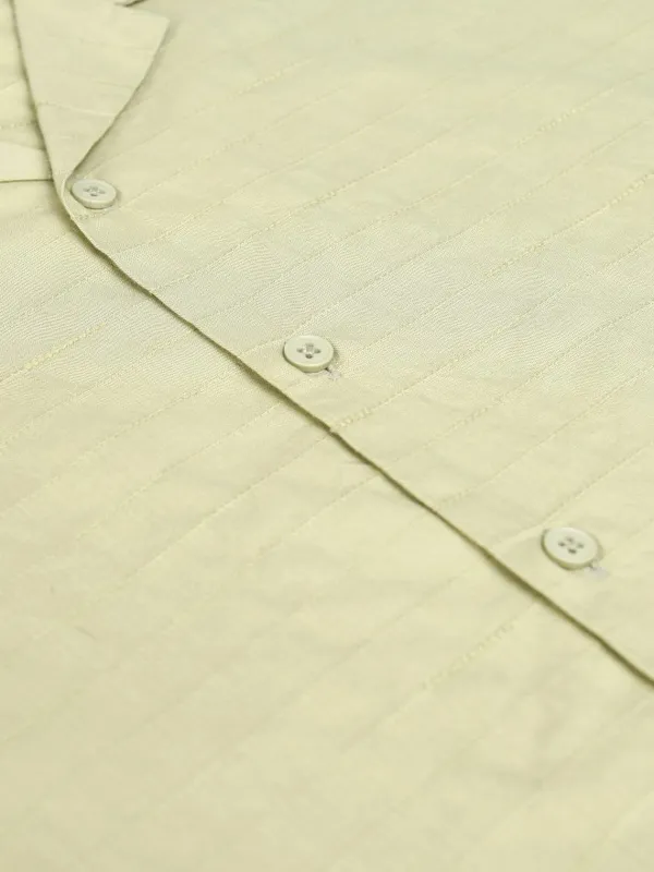 Highlander Green Textured Relaxed Fit Casual Shirt