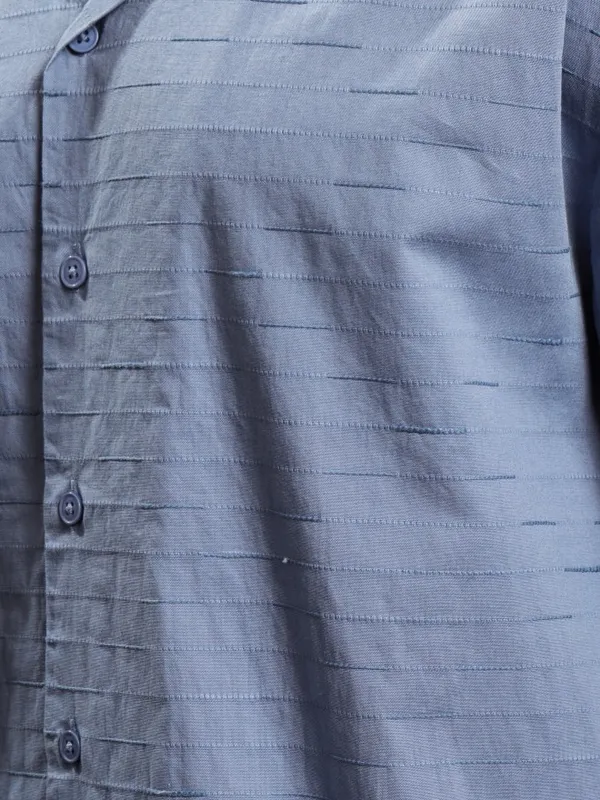 Highlander Men Blue Self Design Relaxed Fit Casual Shirt
