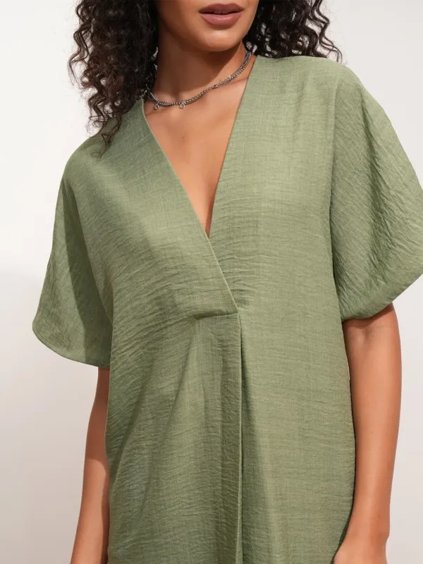 Tokyo Talkies Women Green Solid Kaftan Dress
