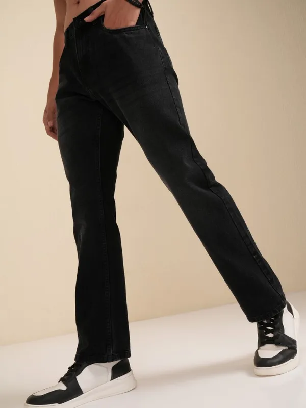Highlander Men Black Bootcut Stretchable Jeans