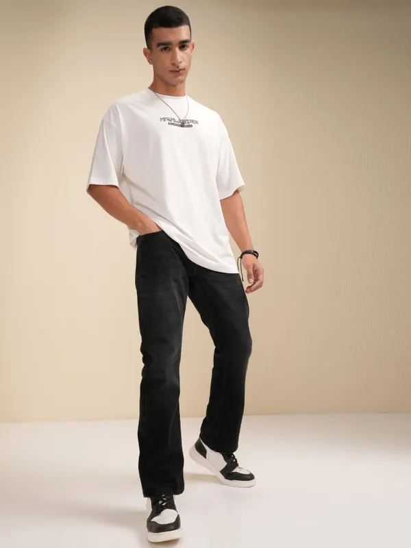 Highlander Men Black Bootcut Stretchable Jeans