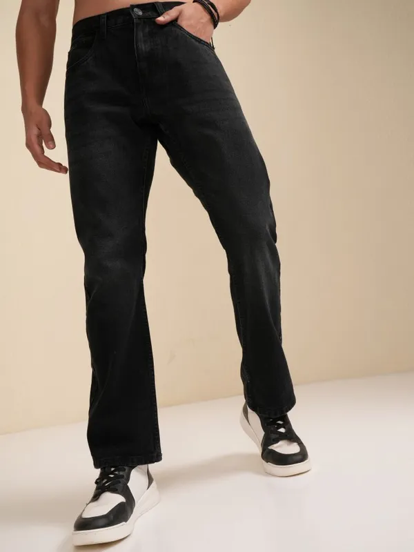 Highlander Men Black Bootcut Stretchable Jeans