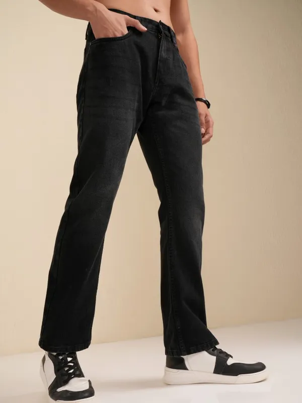 Highlander Men Black Bootcut Stretchable Jeans