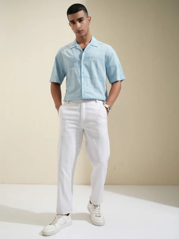 Highlander Men Blue Striped Relaxed Fit Casual Shirt