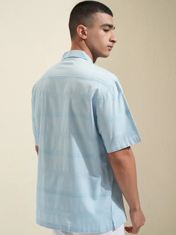 Highlander Men Blue Striped Relaxed Fit Casual Shirt