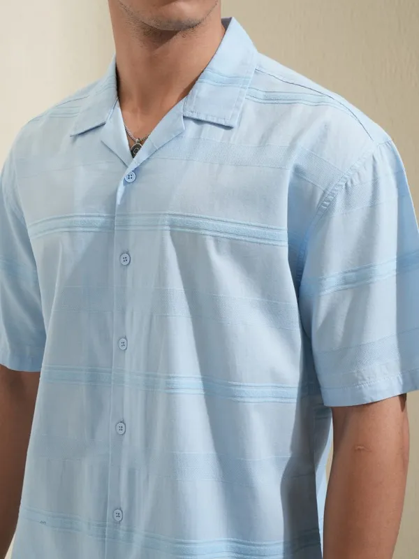 Highlander Men Blue Striped Relaxed Fit Casual Shirt