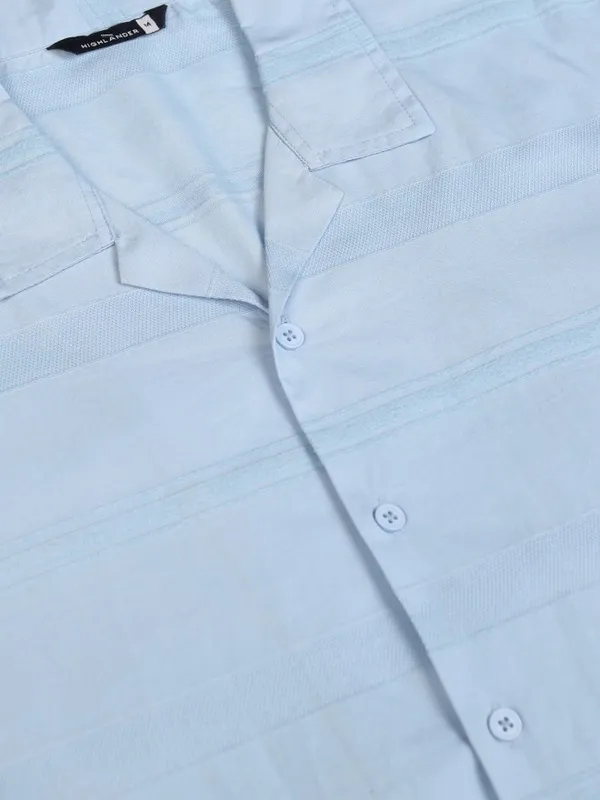 Highlander Men Blue Striped Relaxed Fit Casual Shirt