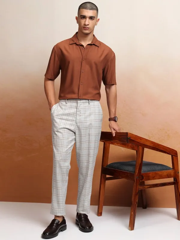 Highlander Men Terracotta Textured Relaxed Fit Casual Shirt