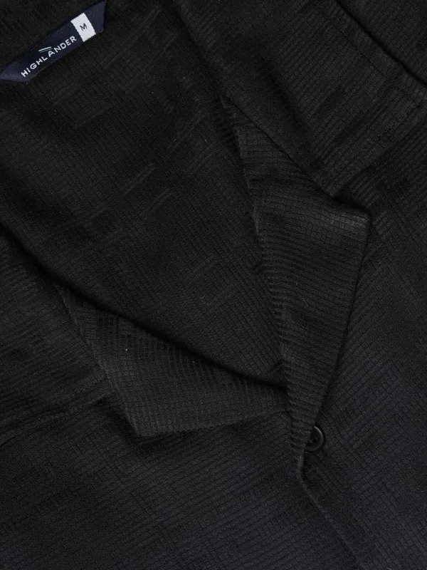 Highlander Men Black Textured Relaxed Fit Casual Shirt