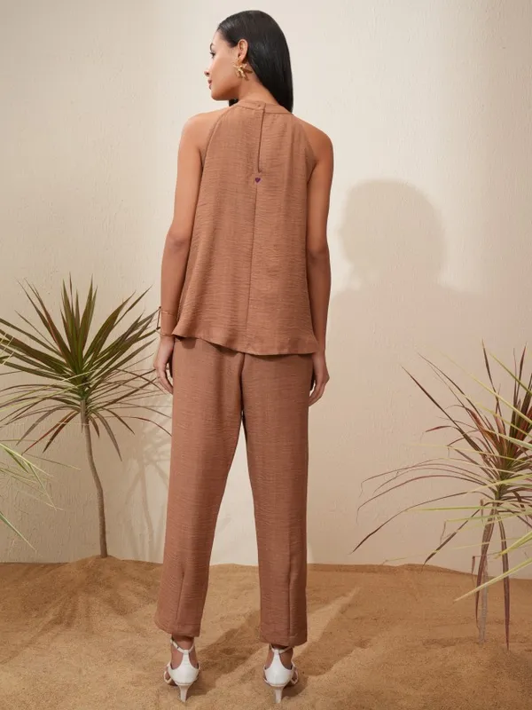 Vishudh Women Pink Top With Trousers Co-Ords