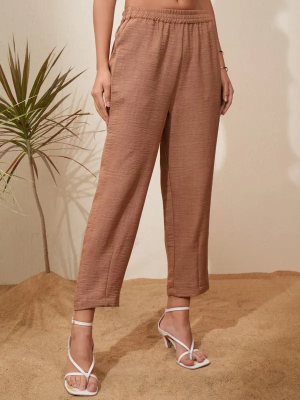 Vishudh Women Pink Top With Trousers Co-Ords