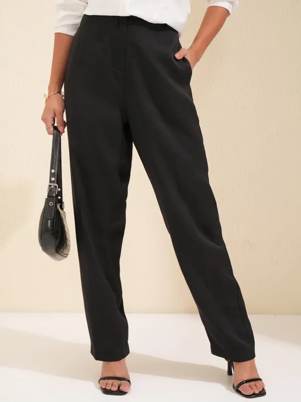 Tokyo Talkies Women Black Solid Flared Casual Trouser