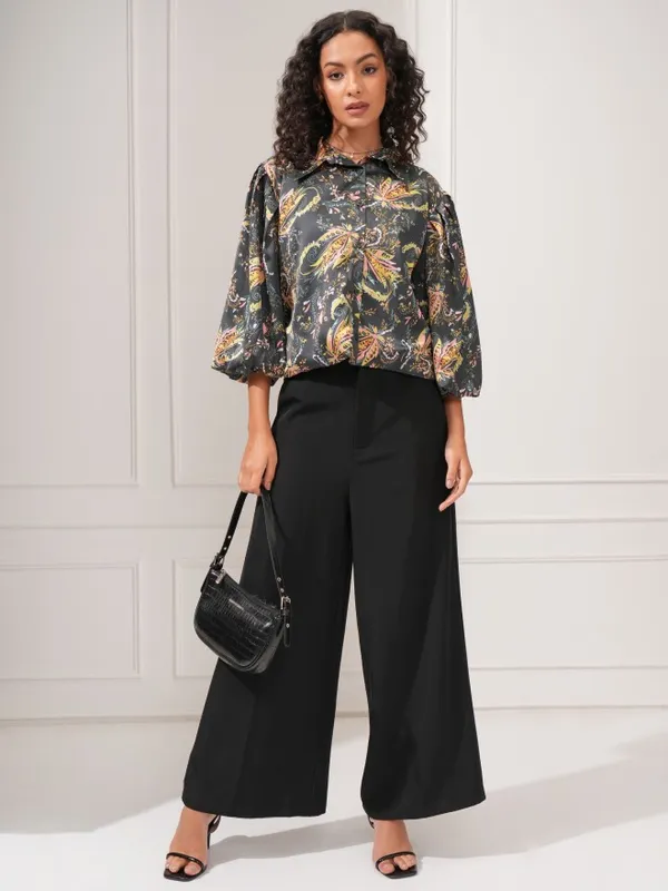 Tokyo Talkies Women Green Printed Shirt Style Top