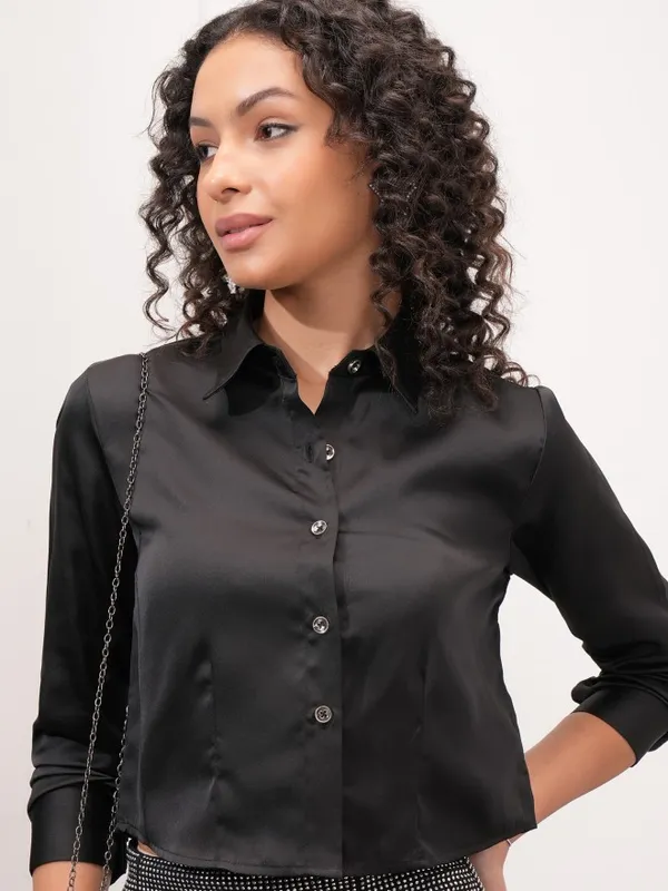 Solid Shirt Style Top