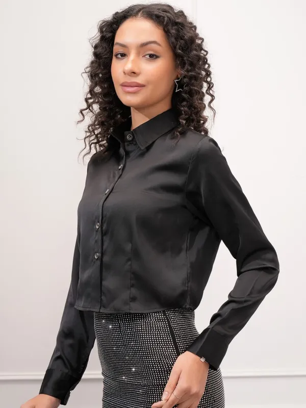 Solid Shirt Style Top