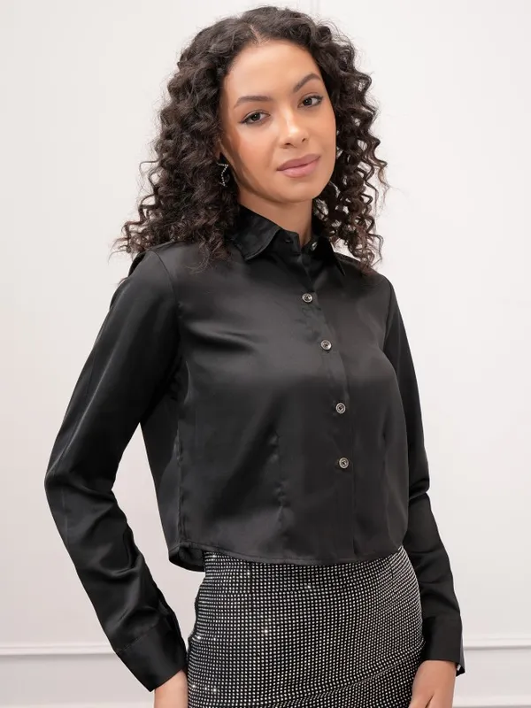 Solid Shirt Style Top