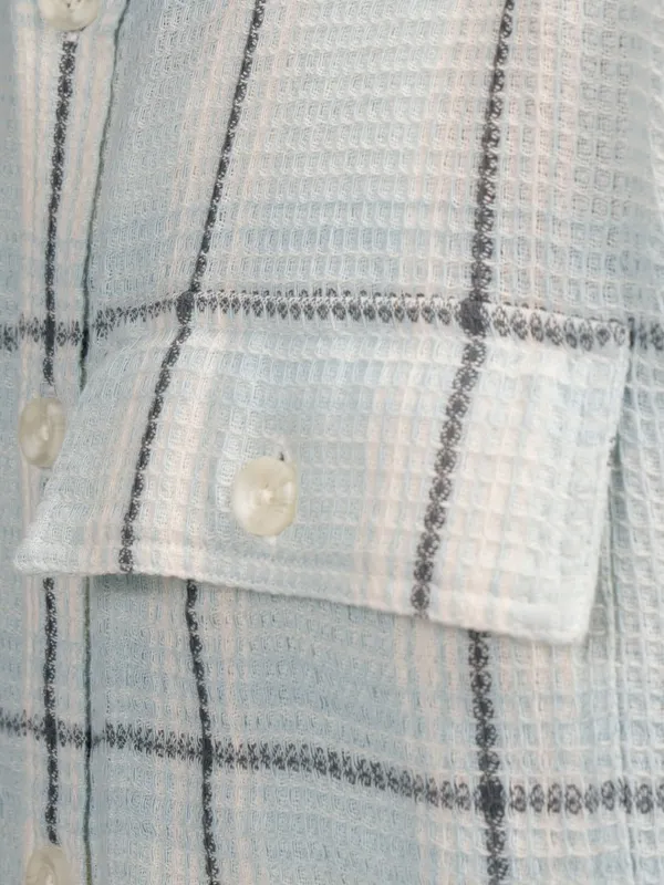 Locomotive Men Blue Checked Oversized Fit Casual Shirt