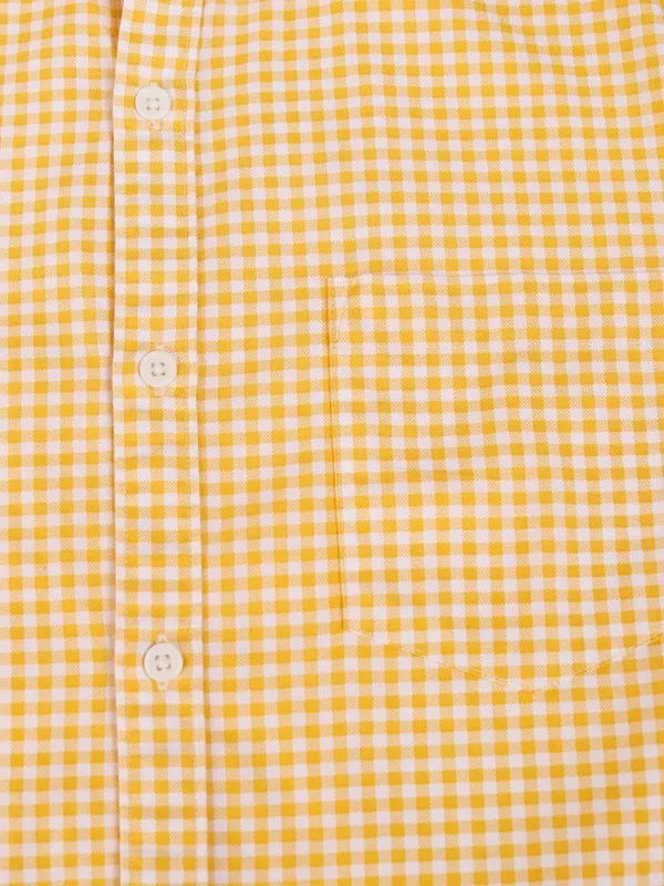 Highlander Men Yellow Checked Regular Fit Casual Shirt