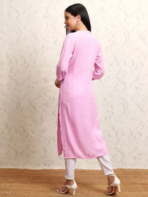 Vishudh Women Lavender Striped Straight Kurta