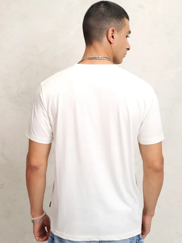 Highlander Men Off White Printed Round Neck Regular Fit T-Shirt