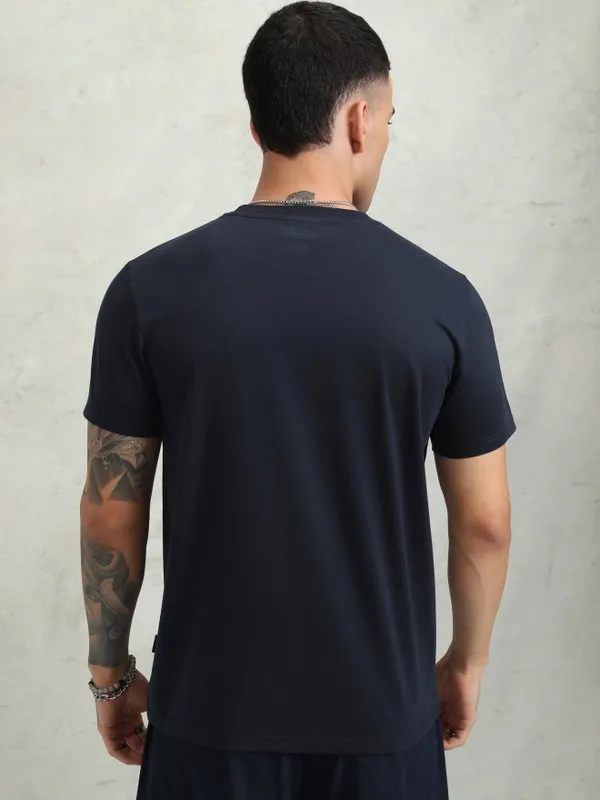Highlander Men Navy Blue Printed Relaxed Fit T-Shirt