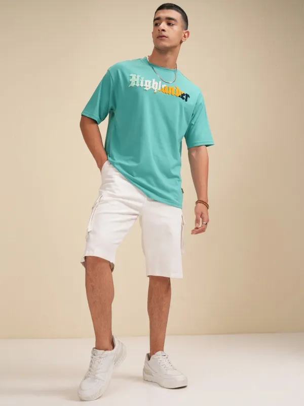 Highlander Men Sage Printed Round Neck Relaxed Fit T-Shirt