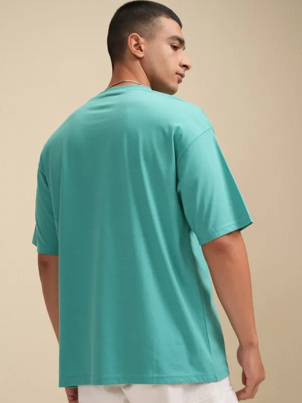 Highlander Men Sage Printed Round Neck Relaxed Fit T-Shirt