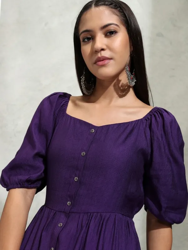 Solid A-Line Dress