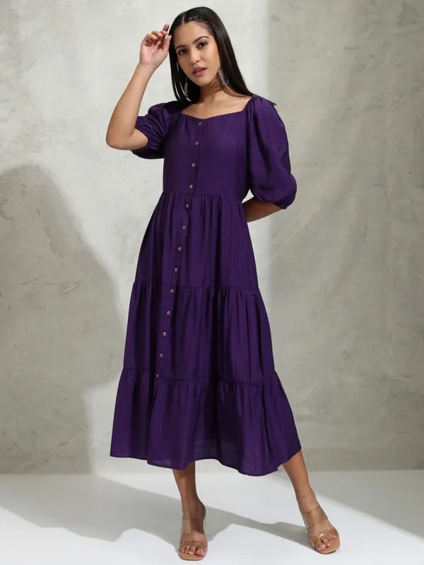 Solid A-Line Dress