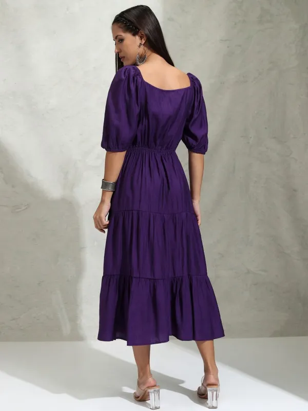 Solid A-Line Dress