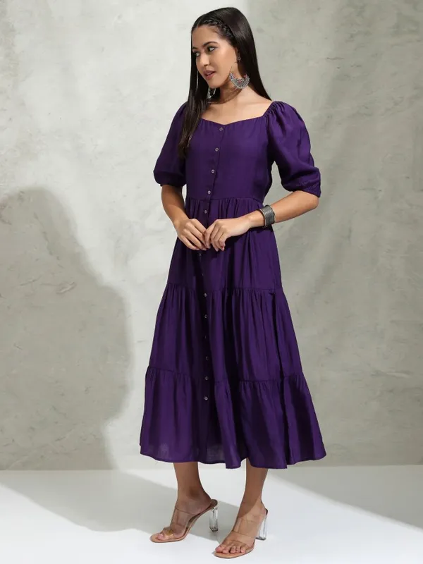 Solid A-Line Dress