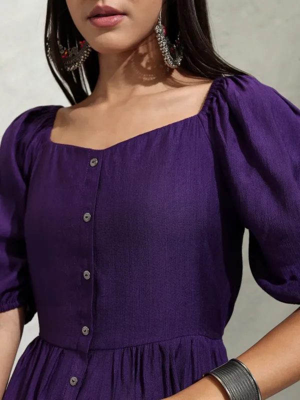 Solid A-Line Dress