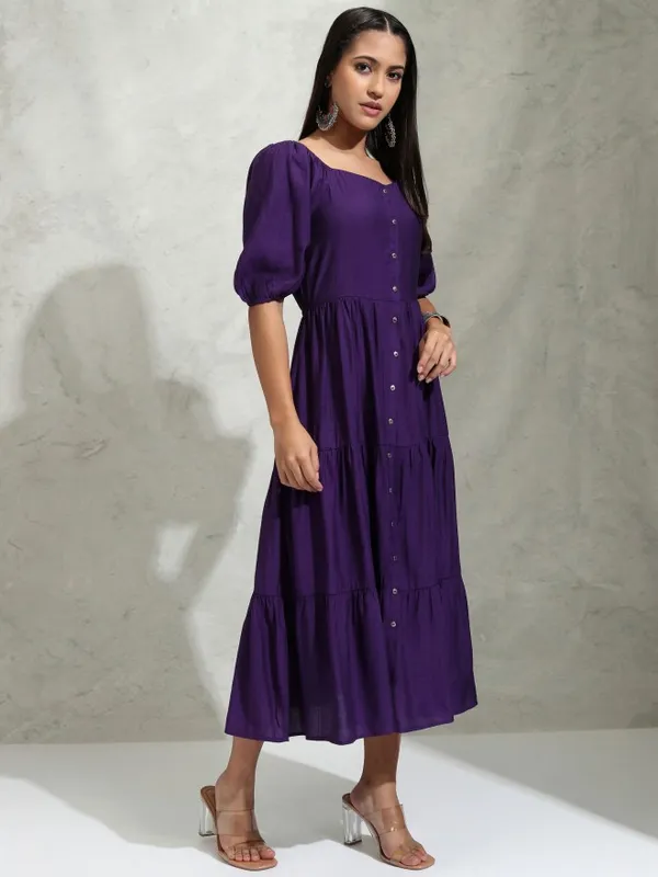 Solid A-Line Dress
