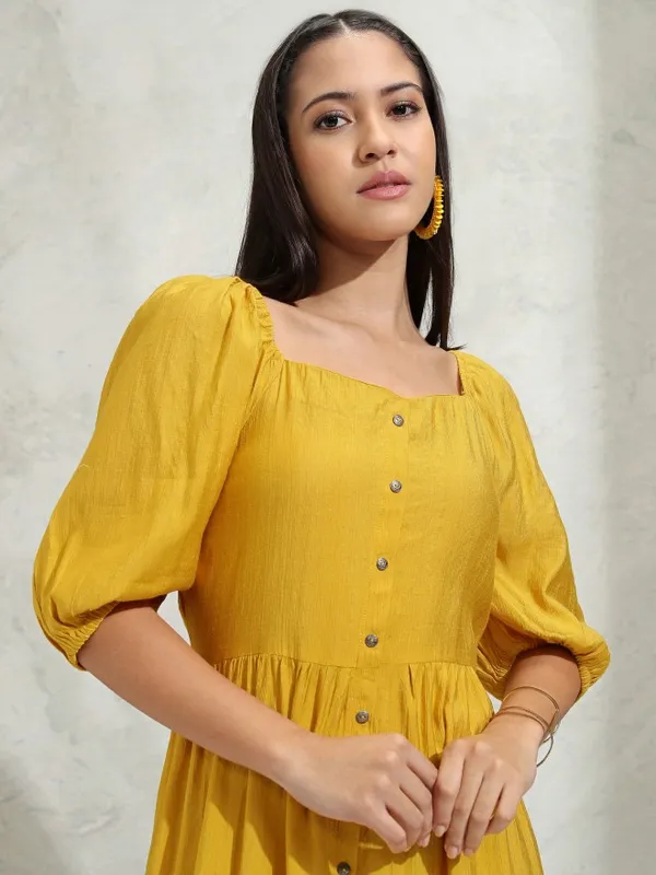 Solid A-Line Dress