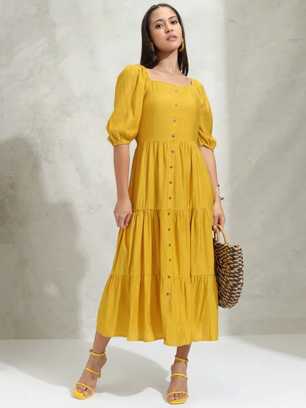 Solid A-Line Dress