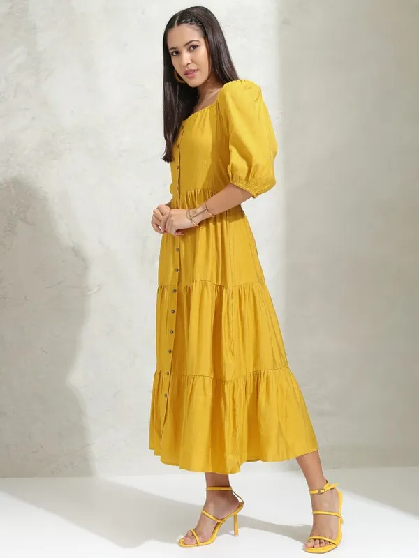 Solid A-Line Dress