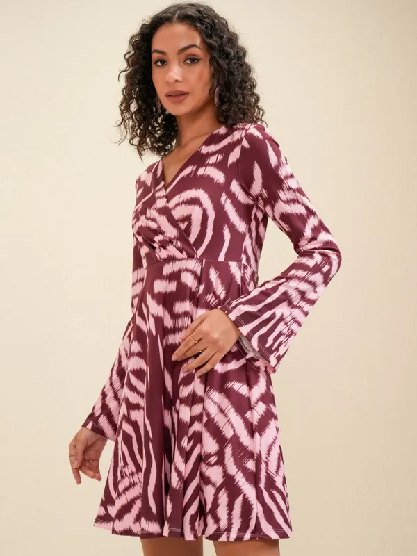 Tokyo Talkies Women Pink Printed Wrap Dress