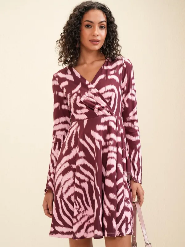 Tokyo Talkies Women Pink Printed Wrap Dress