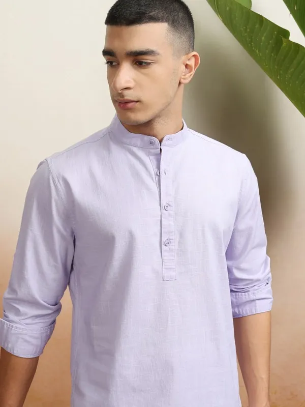 Highlader Men Lavender Solid Regular Fit Casual Shirt