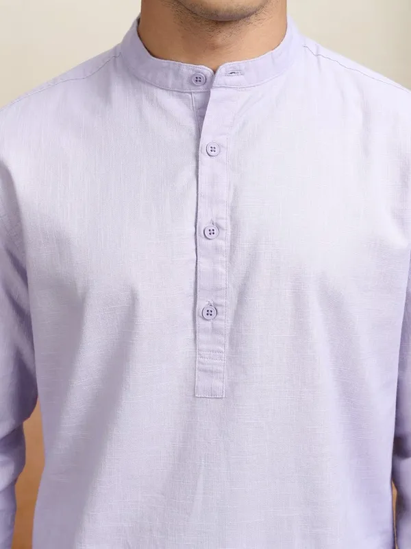 Highlader Men Lavender Solid Regular Fit Casual Shirt