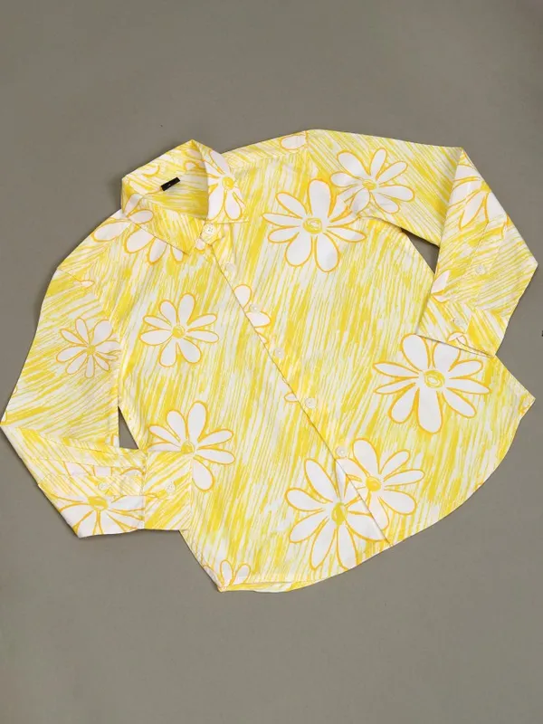 Hoop Boys Yellow Printed Regular Fit Casual Shirt