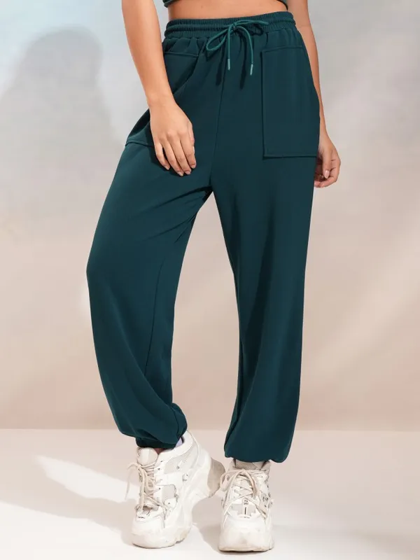 Tokyo Talkies Women Teal Regular Solid Joggers