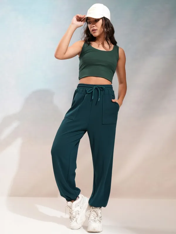 Tokyo Talkies Women Teal Regular Solid Joggers