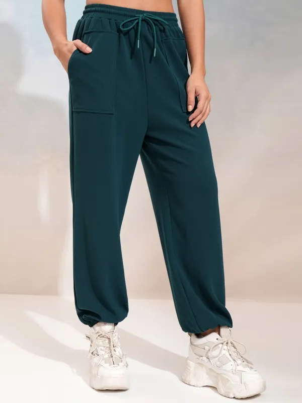 Tokyo Talkies Women Teal Regular Solid Joggers
