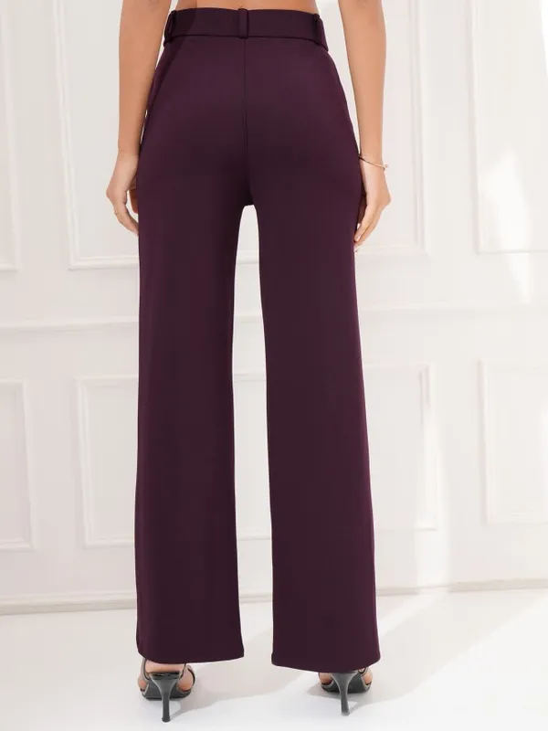 Tokyo Talkies Women Purple Regular Solid Formal Trouser