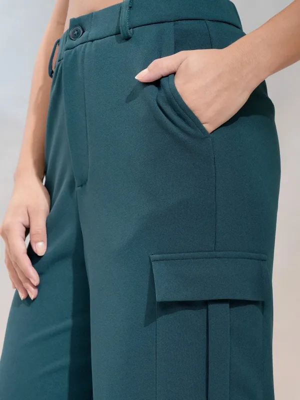 Tokyo Talkies Women Teal Regular Solid Cargos