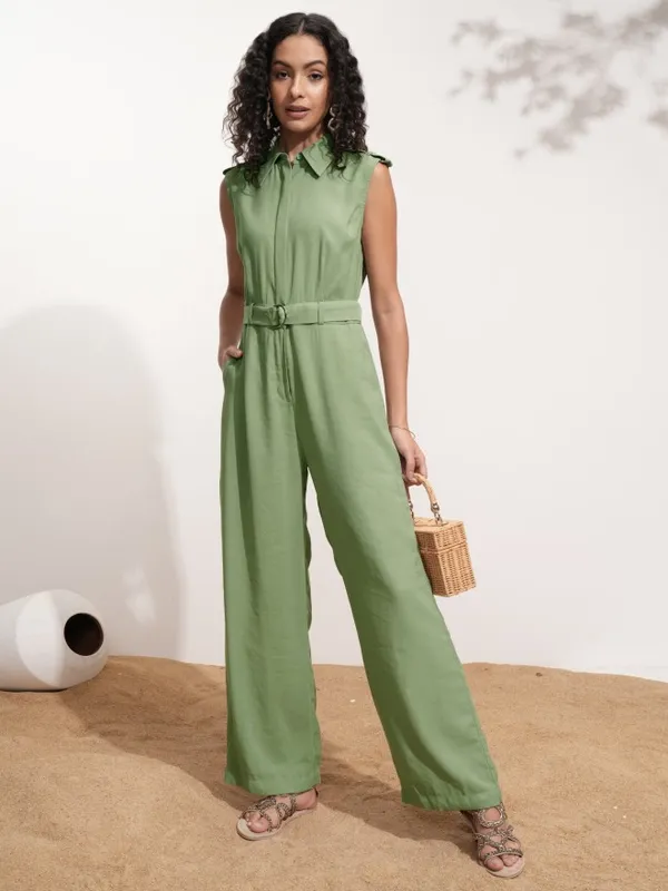 Tokyo Talkies Women Green Solid Jumpsuit