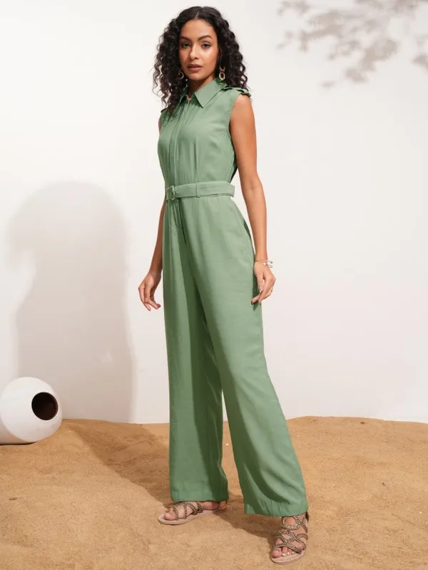 Tokyo Talkies Women Green Solid Jumpsuit