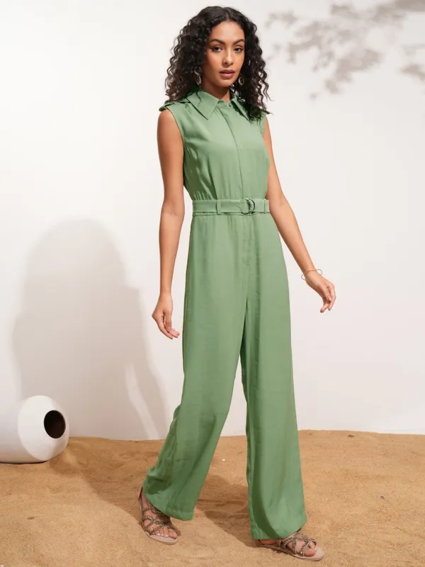 Tokyo Talkies Women Green Solid Jumpsuit